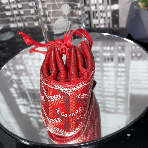 Authentic GOYARD Herringbone Leather Mini Drawstring Pouch Bag Bordeaux - Picture 8 of 17